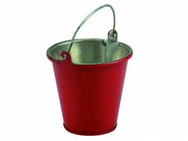 Eimer aus Metall, rot groß Large metal Bucket red